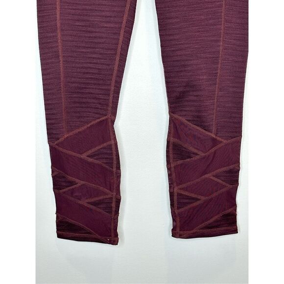 Athleta High Rise Mantra Burgundy Mesh Bottom Leggings Size XS - Picture 2 of 9